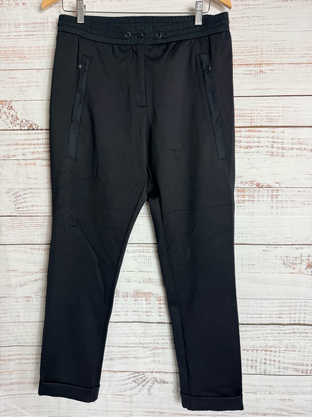 Summum Women's Black Stretch Straight Leg  Pants size 40 designed in Holland